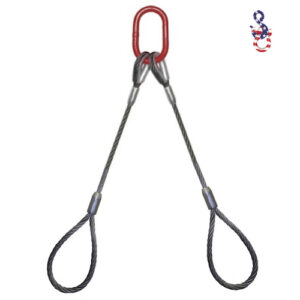 3/8" X 18' - 2 Leg Wire Rope Sling w/Standard Eyes & No Hooks