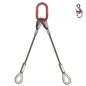 3/8" X 6' - 2 Leg Wire Rope Sling w/Thimble Eyes & No Hooks