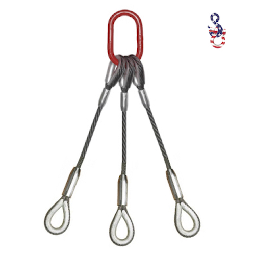 3/4" X 8 FT Wire Rope Choker Sling - Standard Eyes, Tagged, Overhead Rated, USA