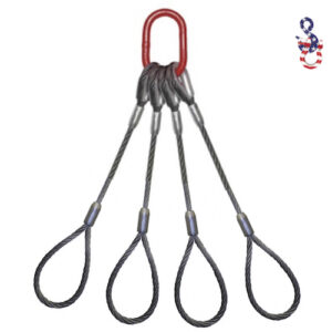 3/8" X 6' - 4 Leg Wire Rope Sling w/Standard Eyes & No Hooks