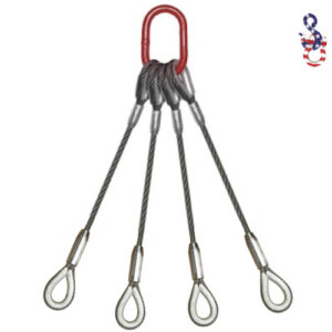 3/8" X 6' - 4 Leg Wire Rope Sling w/Thimble Eyes & No Hooks