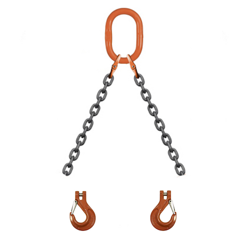 Chain Sling 1//2 x 5 Double Leg with Sling Hooks and Adjusters Grade 80