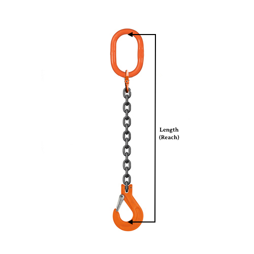 9/32" 6 Foot Grade 80 SOS Single Leg Lifting Chain Sling Oblong Sling Hook 