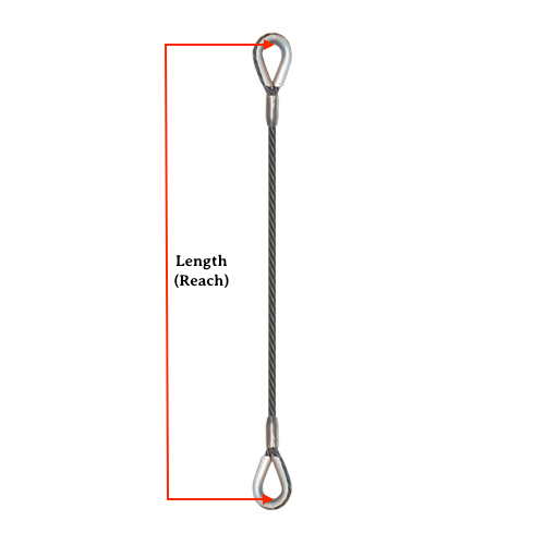 Standard Eyes Each End… 3/8 x 12' Industrial Wire Rope 3/8 Single-Leg Eye & Eye Wire Rope Sling 