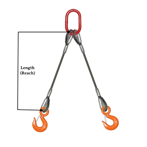 3/8" X 18' - 2 Leg Wire Rope Sling w/Standard Eyes & No Hooks - Image 3