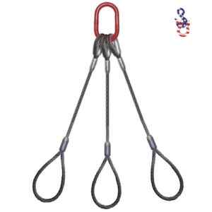 1/2" X 14' - 3 Leg Wire Rope Sling w/Standard Eyes & No Hooks