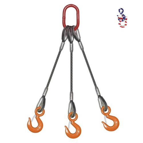 7/8" X 16 Feet, 3 Leg Bridle w/Thimble Eyes & Hooks