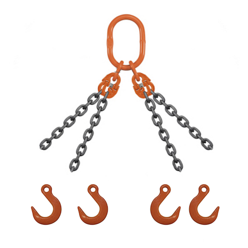 Chain Sling – 4 Leg – 1″ X 10′ – Grade 100, QOF