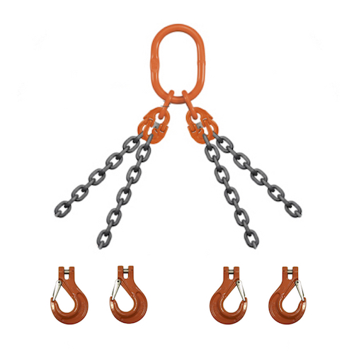 Chain Sling – 4 Leg – 1″ X 10′ – Grade 100 QOS