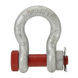 Crosby G-2130 Hot-Dip Galvanized Bolt Type Anchor Shackle with Red Pin Bolt, Nut, and Cotter Pin